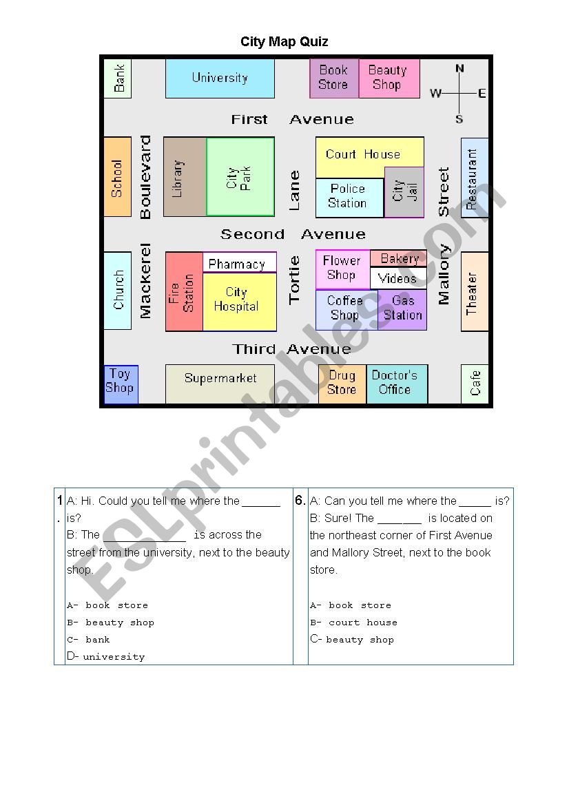 Test Map worksheet