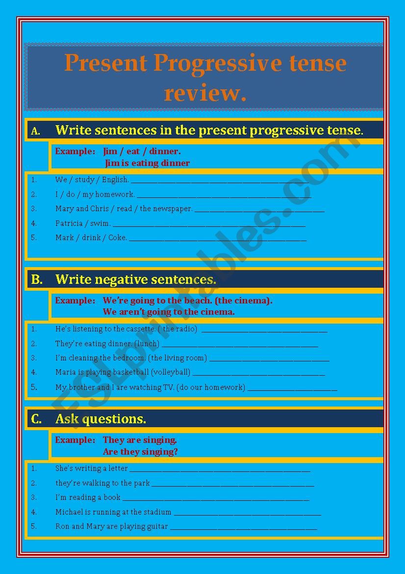 Present Continuous Review worksheet