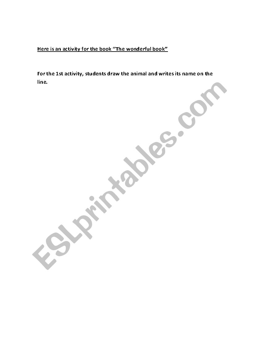 The Wonderful book worksheet