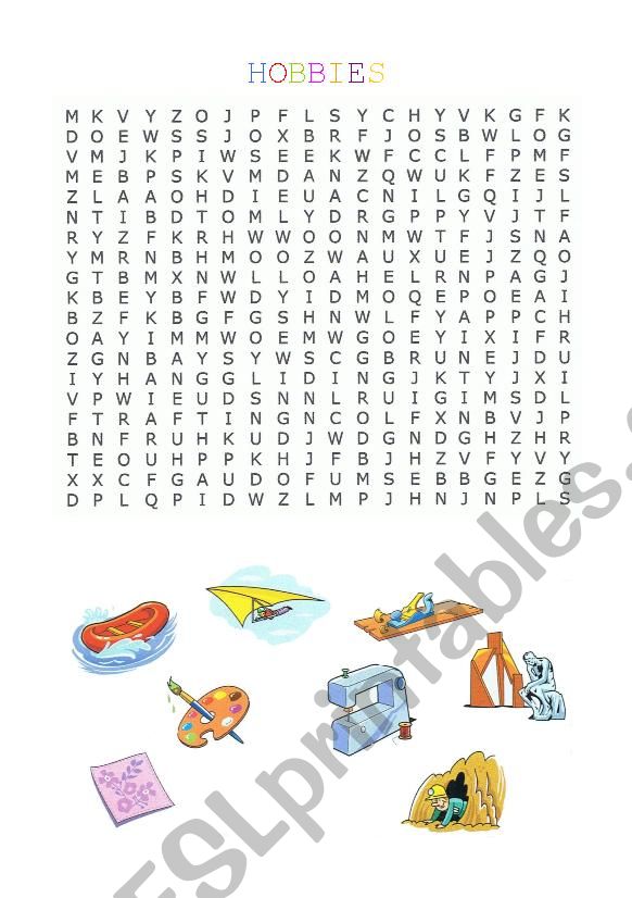 Hobbies Word Search worksheet