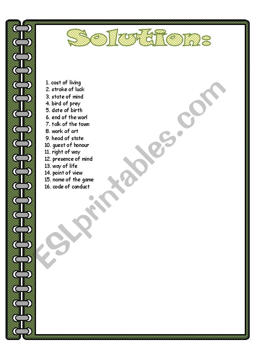 of - Compounds worksheet