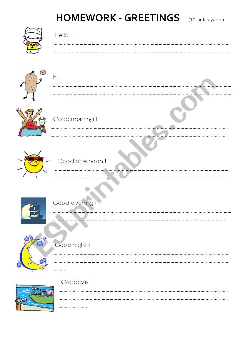 greetings worksheet