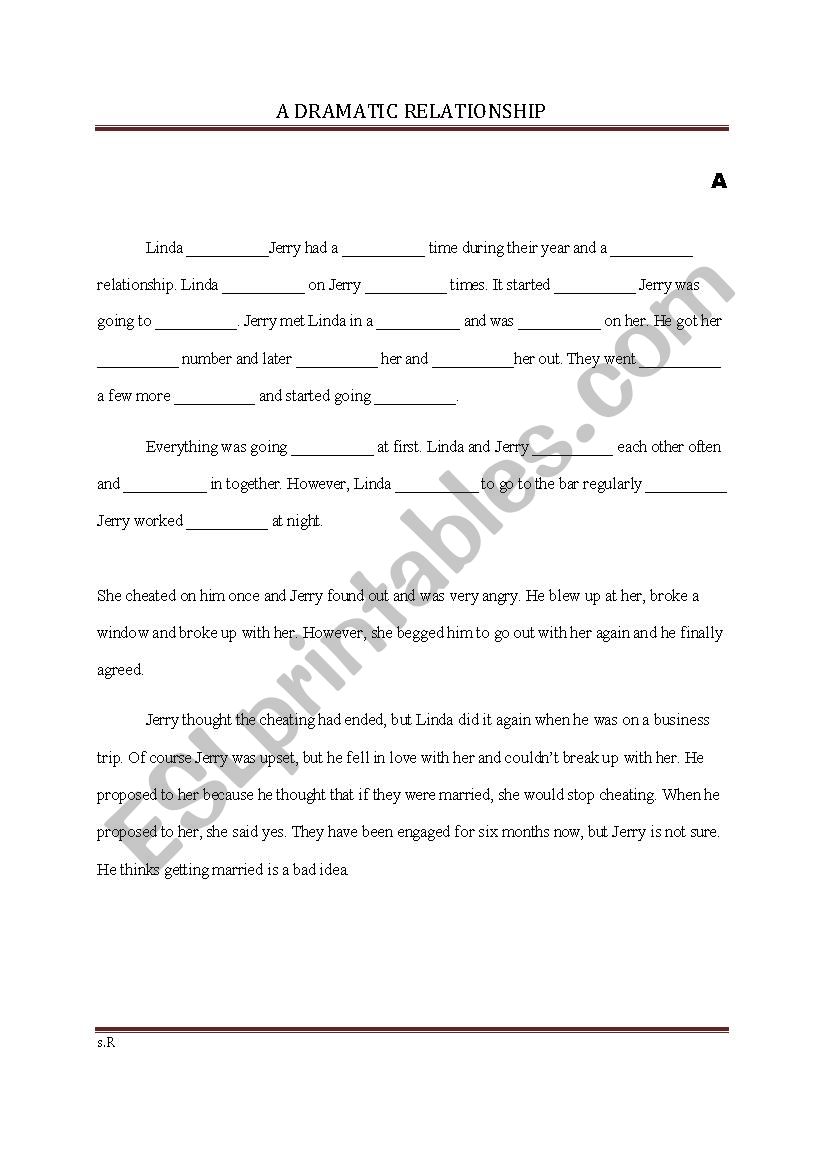 A Dramatic Relationship worksheet