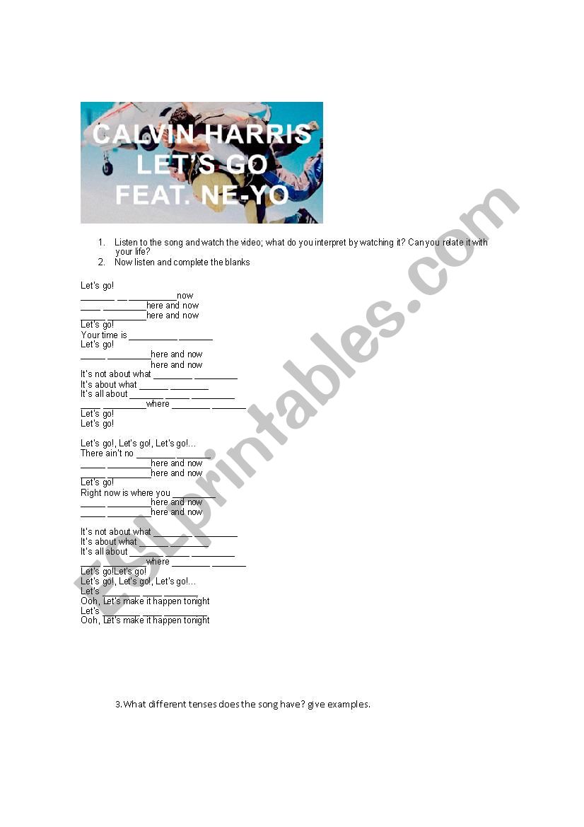 LetÂ´s go, by Calvin Harris worksheet
