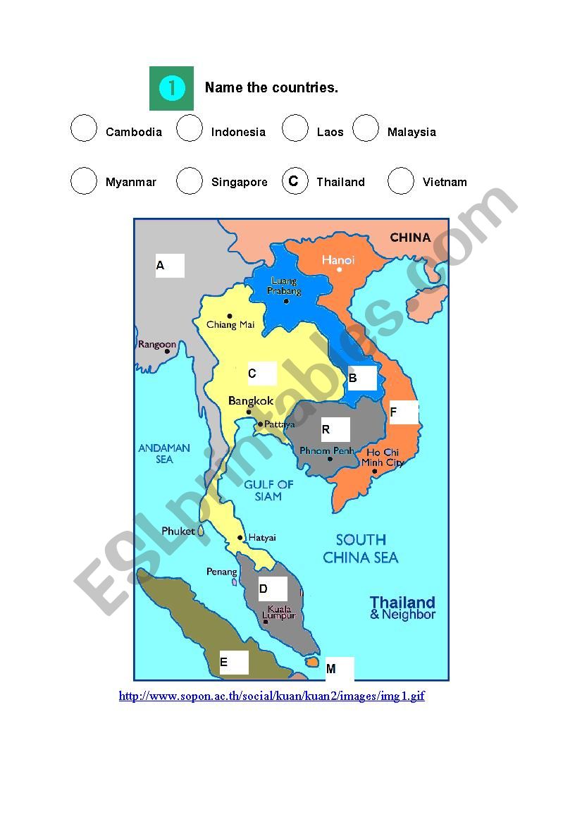 name the countries worksheet