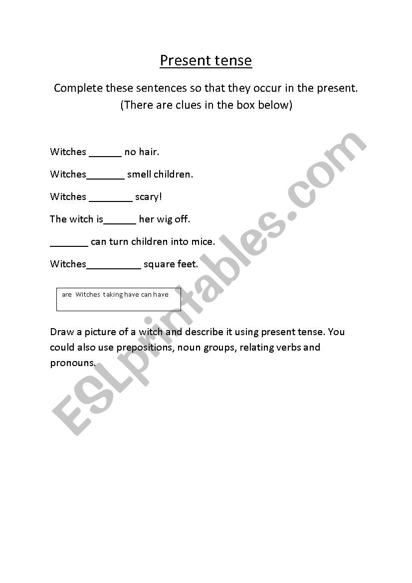Present tense worksheet