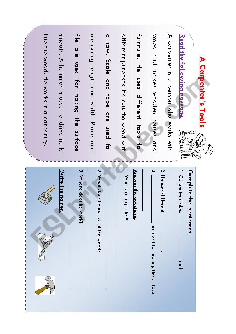 Reading Comprehension worksheet