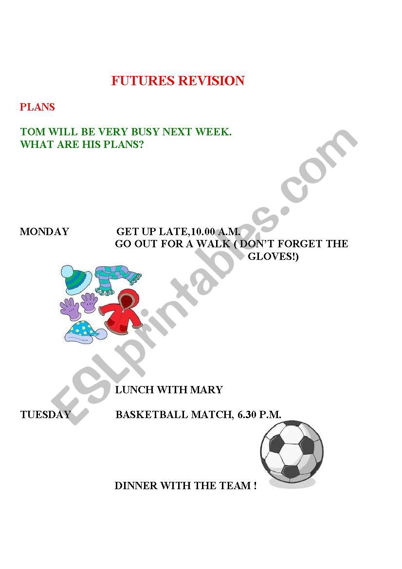 FUTURES REVISION worksheet