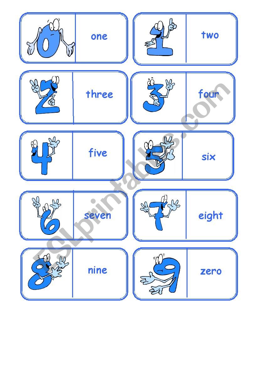 Numbers Domino worksheet