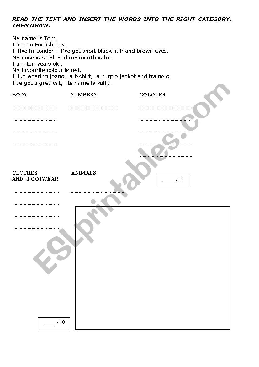 English test worksheet