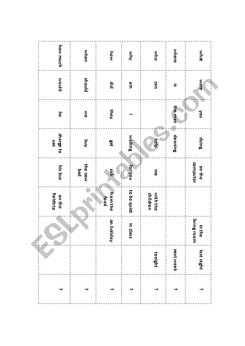 Word Order Forming worksheet