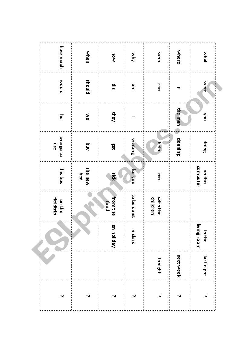 Word Order Forming worksheet