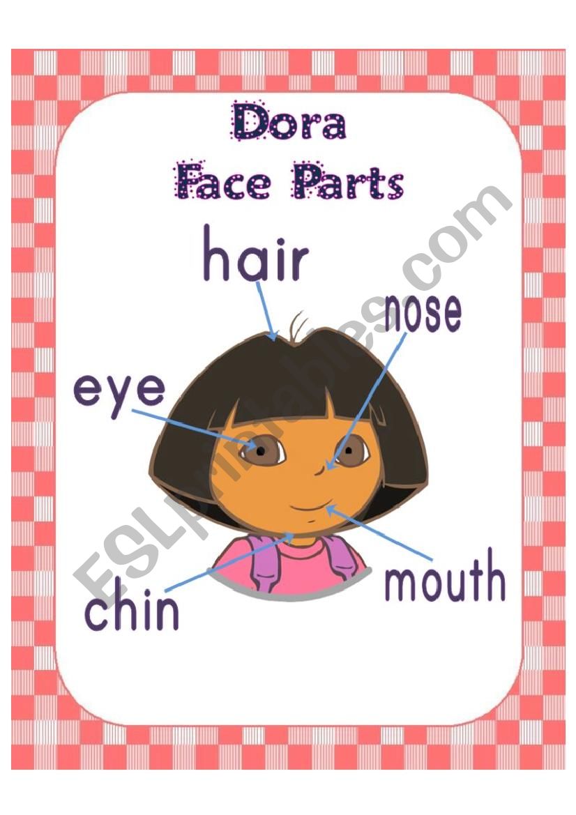 Dora face parts poster worksheet