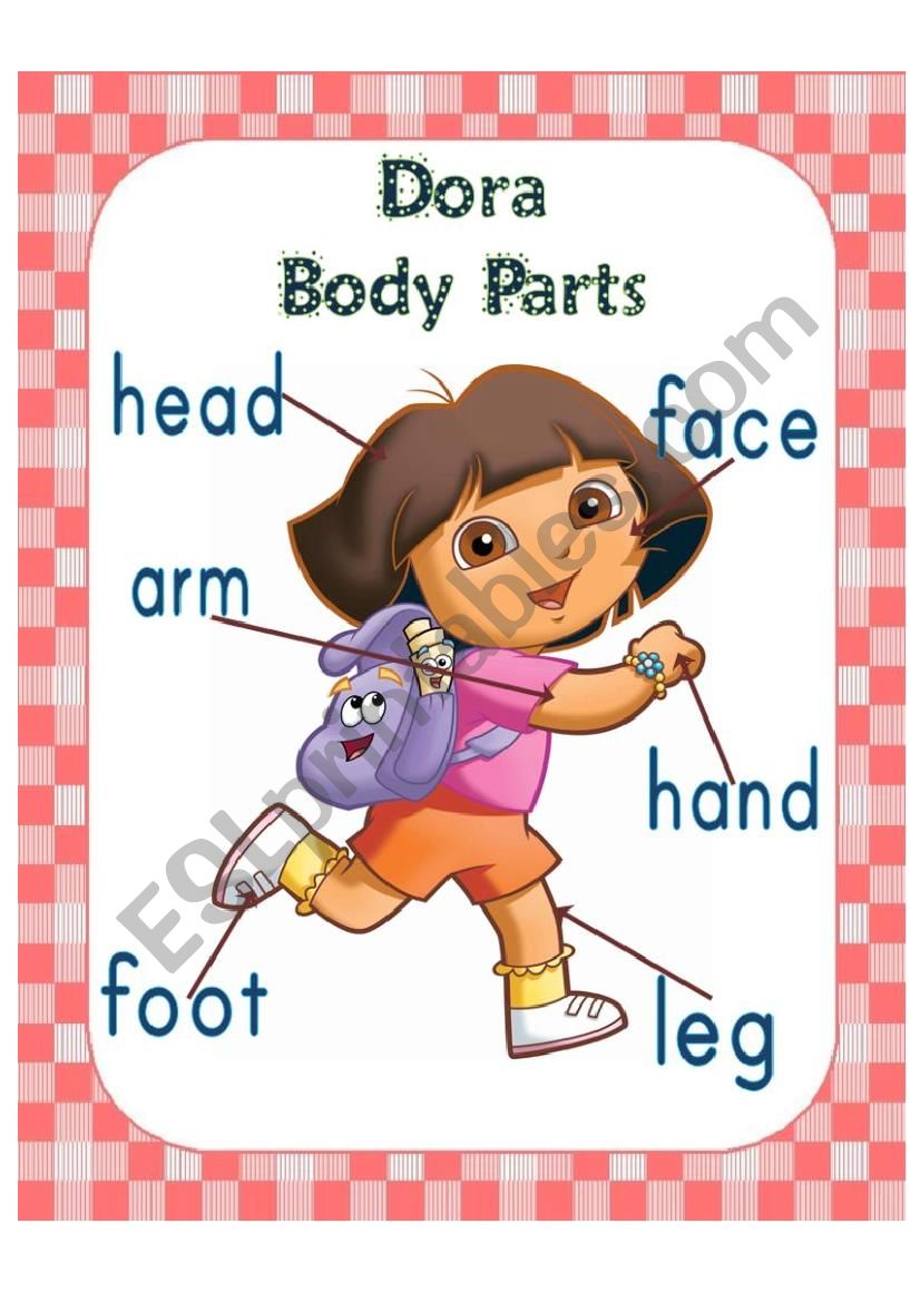 Dora body parts poster worksheet
