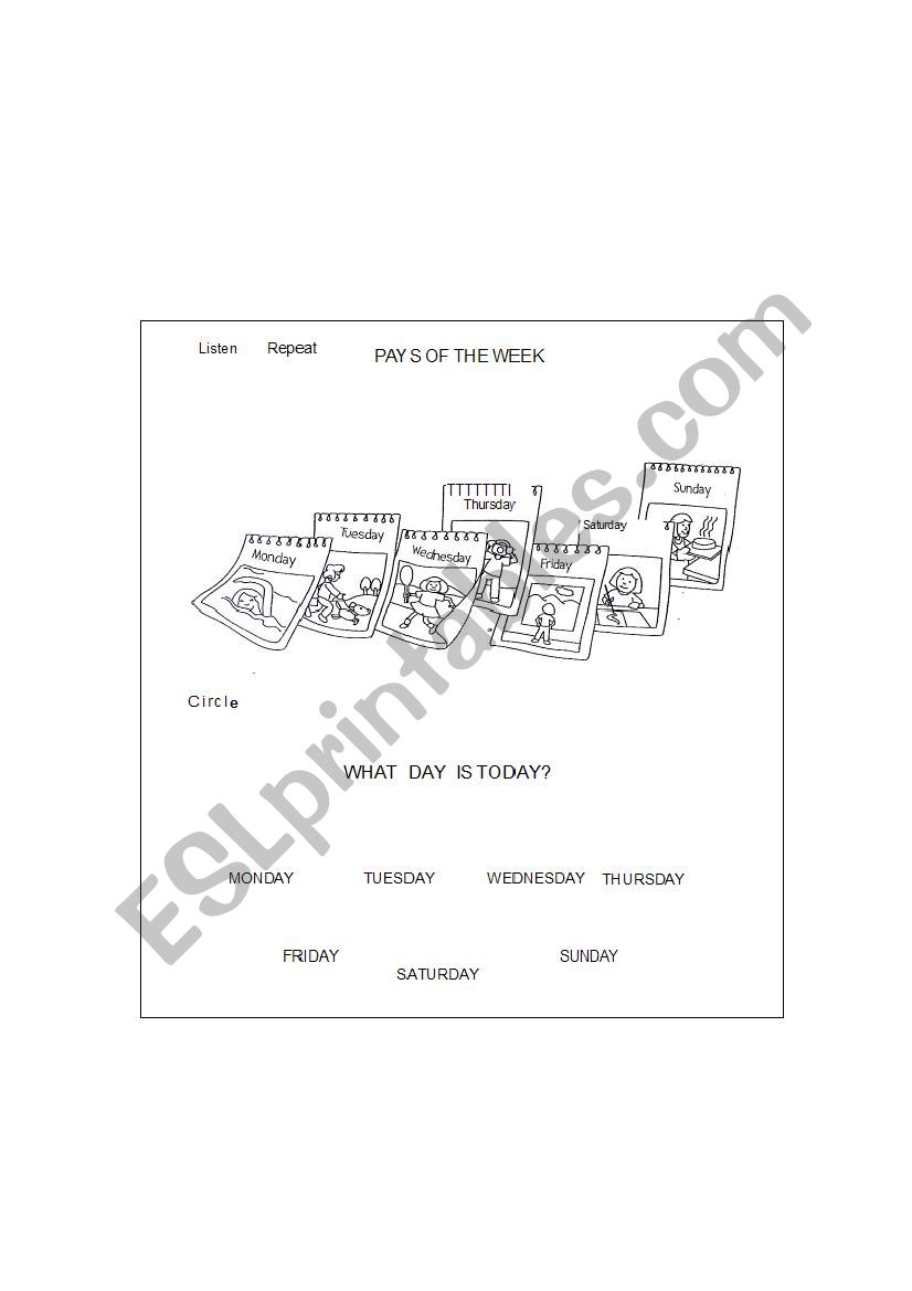 Days of the week worksheet