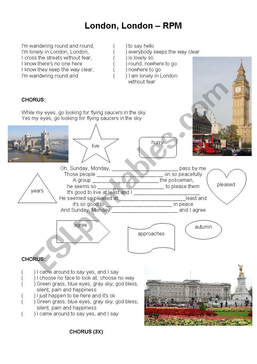SONG: London, London worksheet