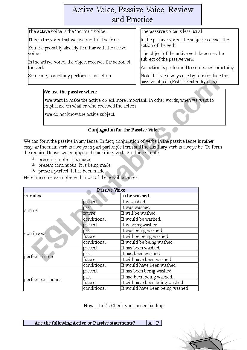 Active Voice, Passive Voice  Review and Practice