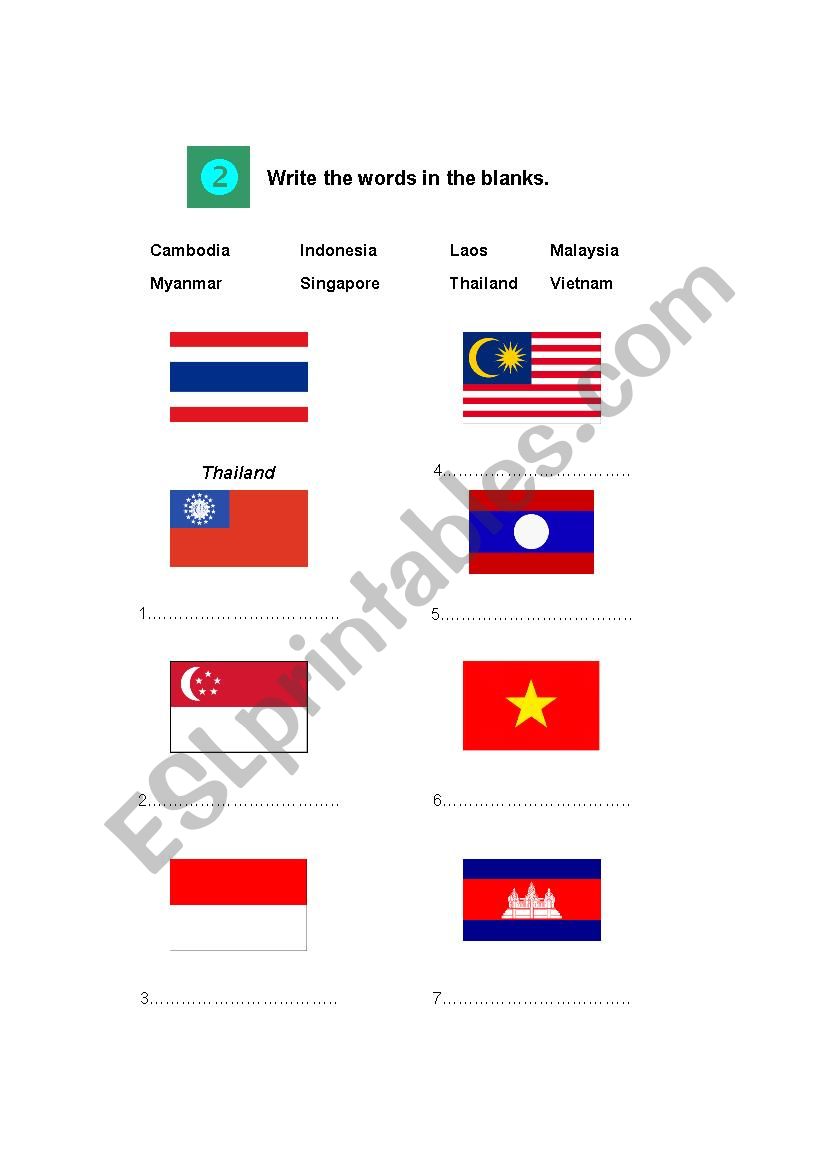 match the flags and countries worksheet