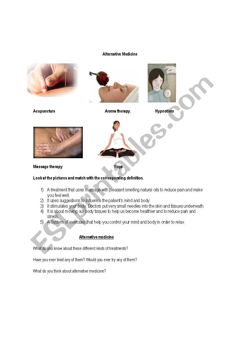 Alternative Medicine worksheet