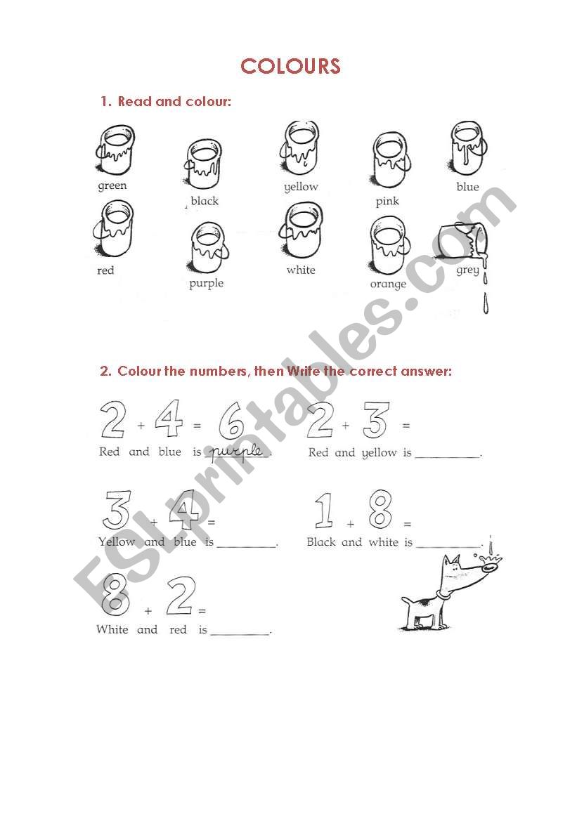 Colours worksheet