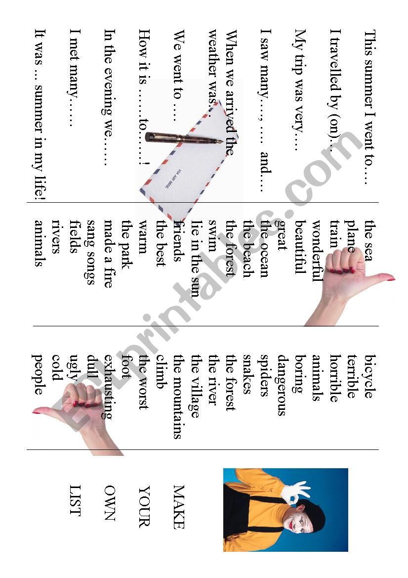 My Summer Composition worksheet