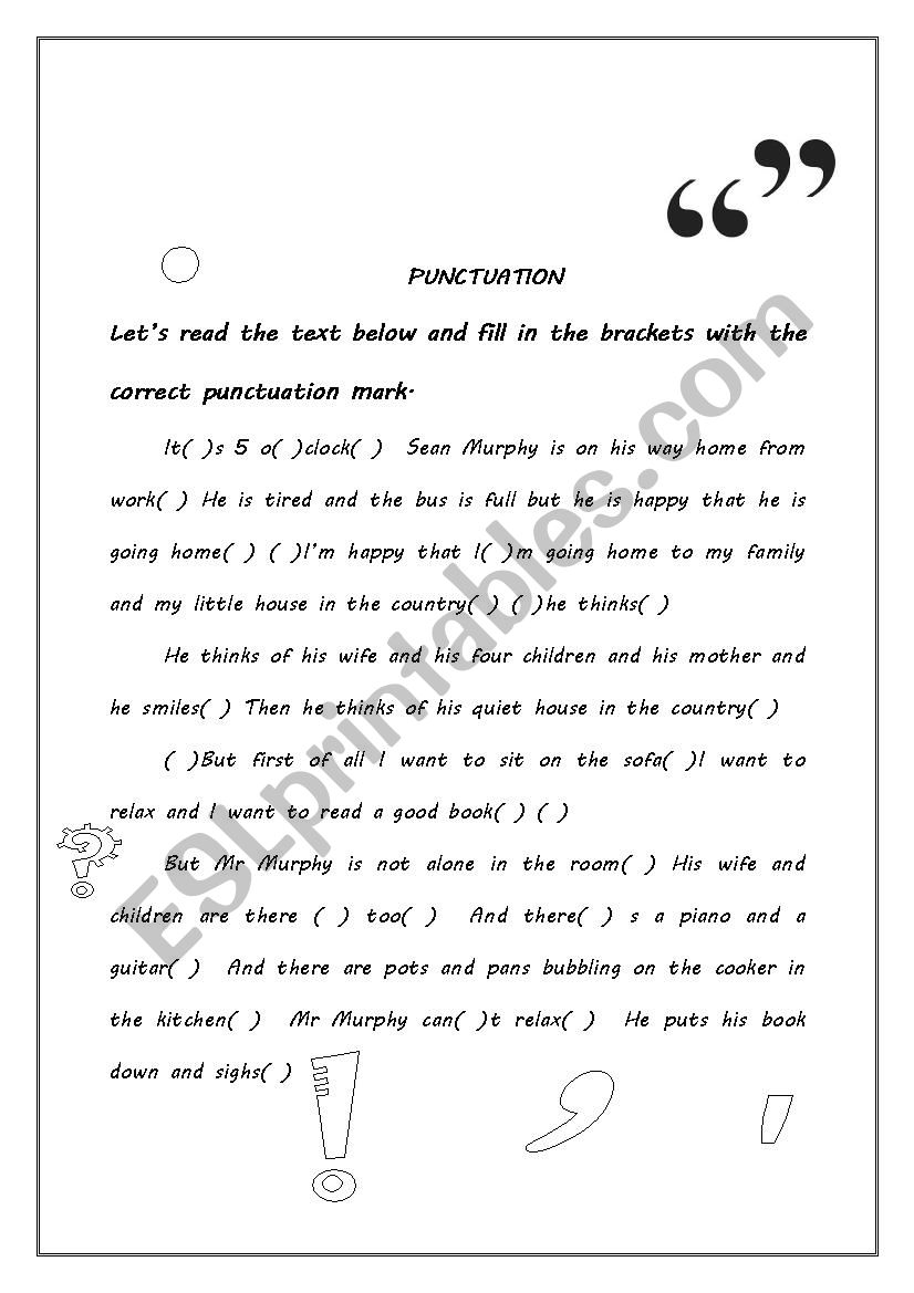 Punctuation worksheet