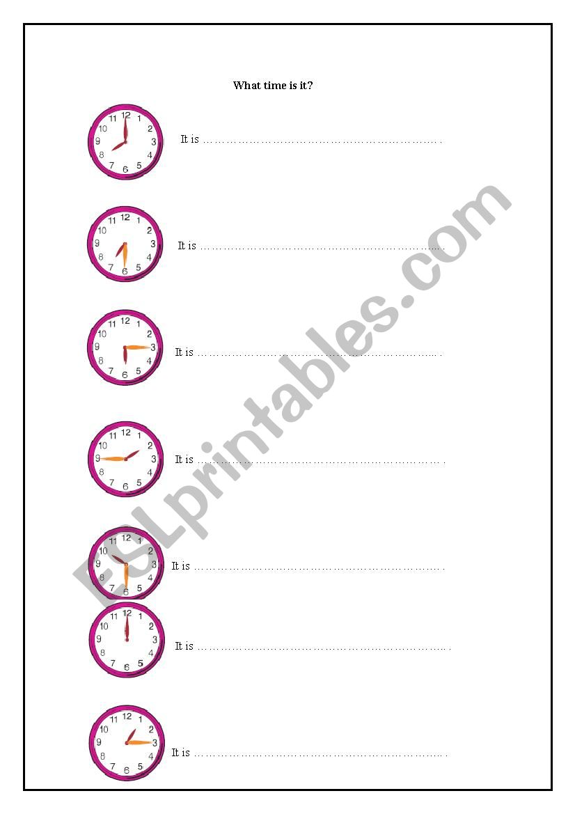 Telling the time worksheet