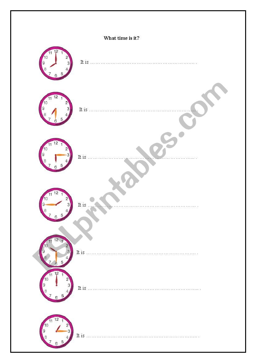 Telling the time worksheet