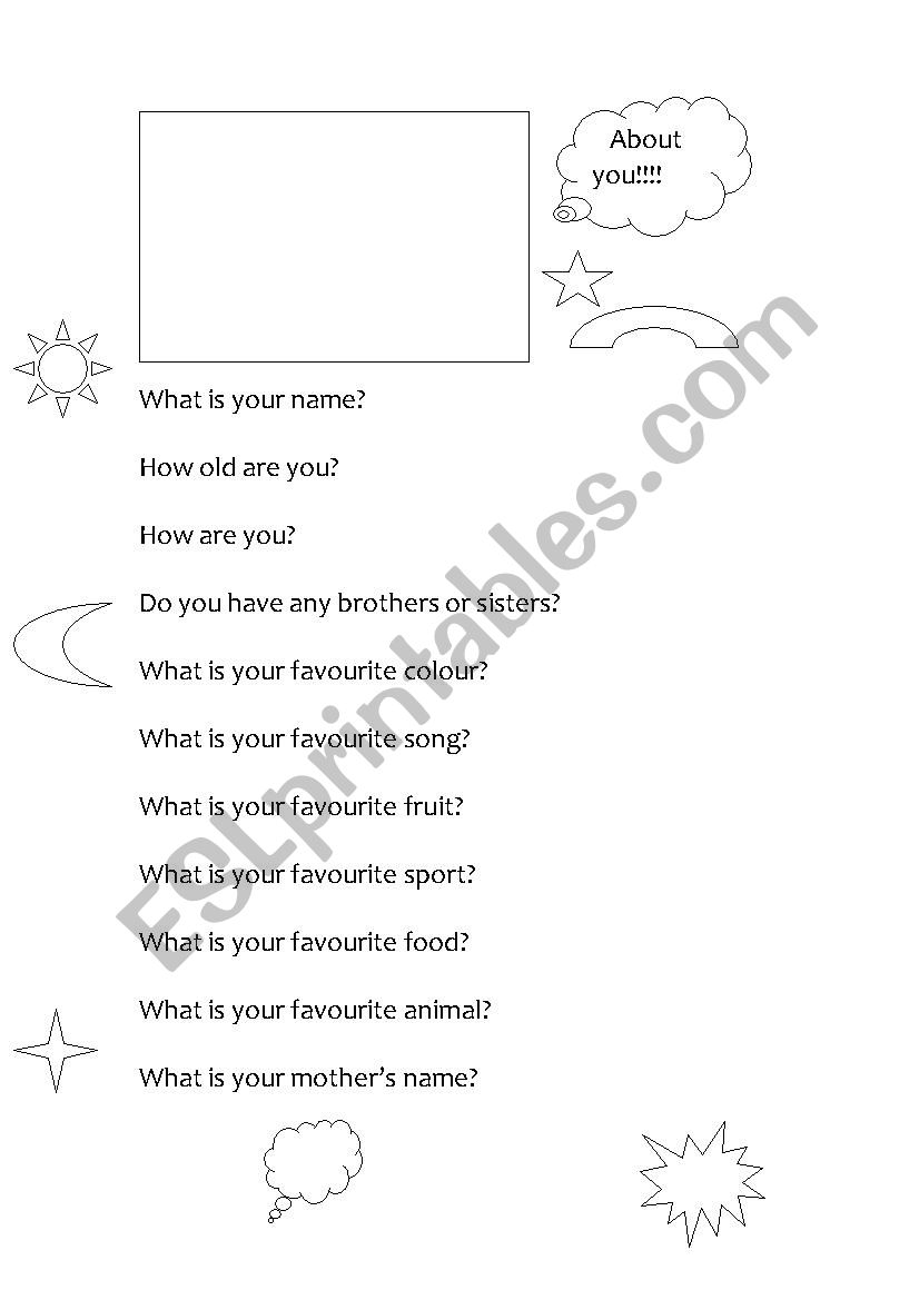 Info about yourself worksheet