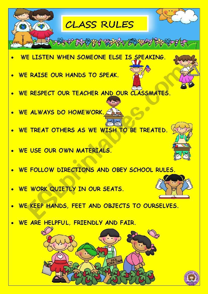 Class rules worksheet