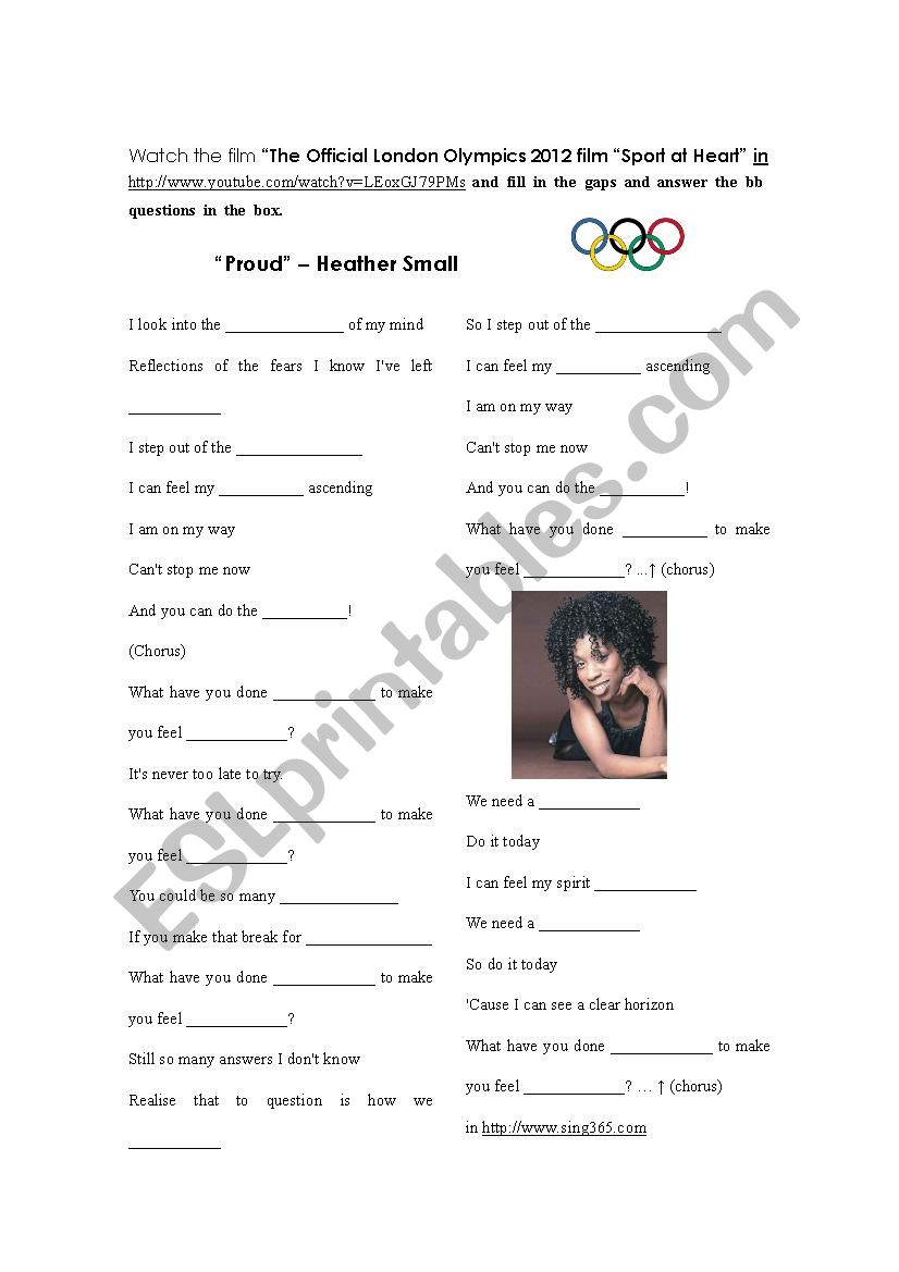 Proud by Heather Small  worksheet