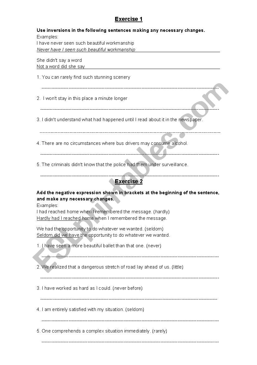 Inversion worksheet