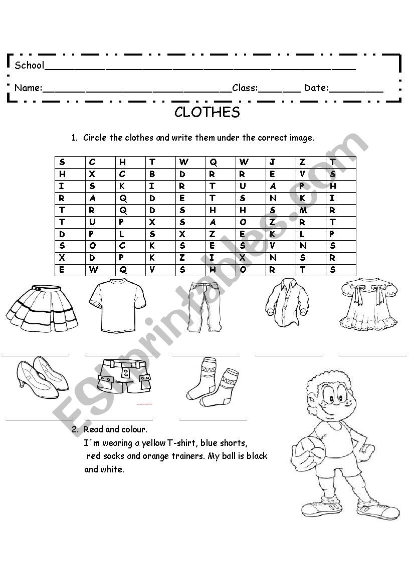 Clothes worksheet