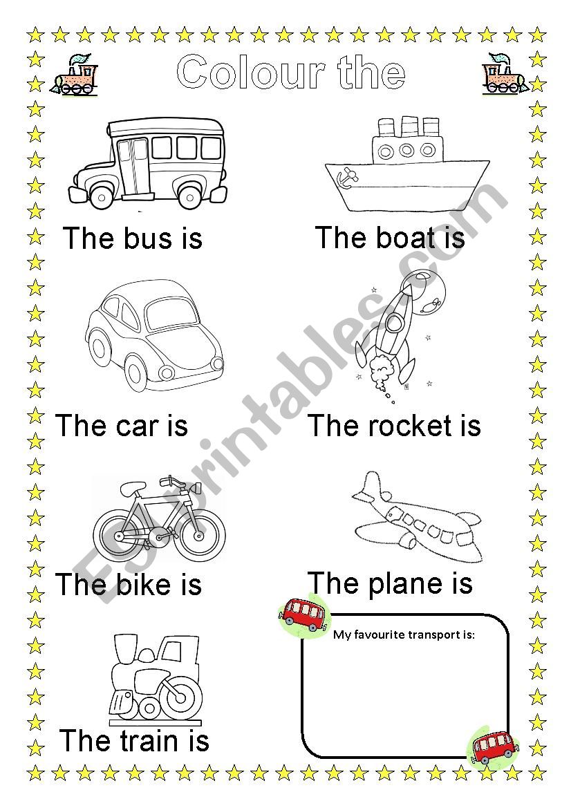 Colour the transports (following the instructions)