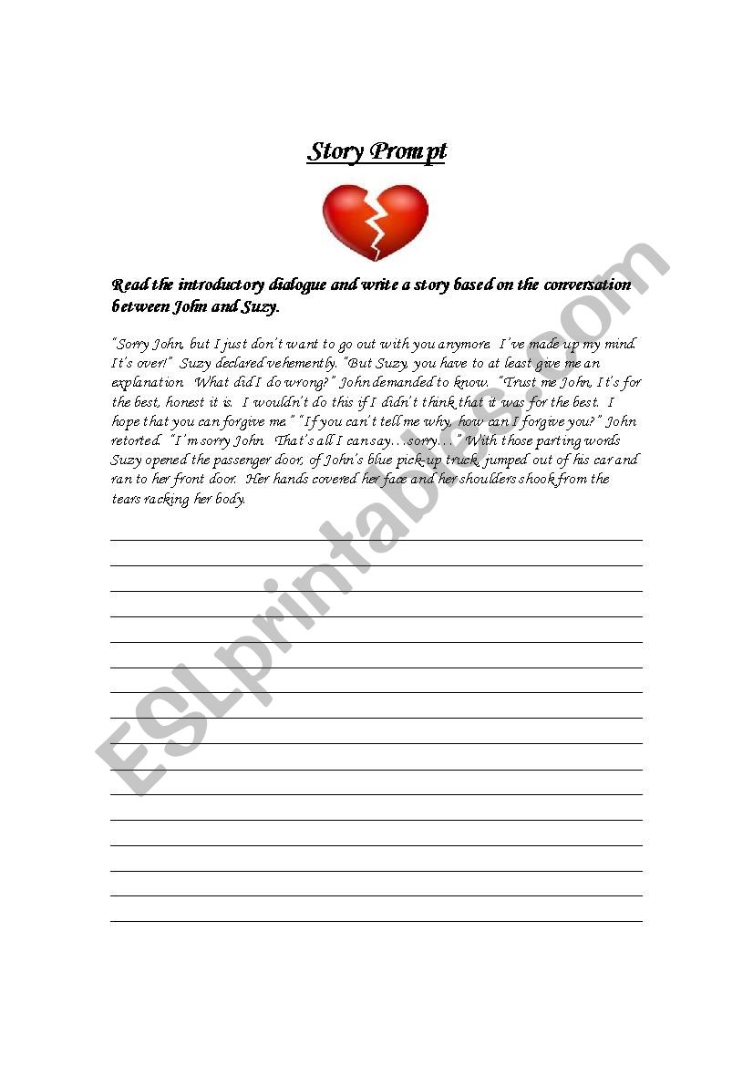 Writing Prompt - Romance worksheet
