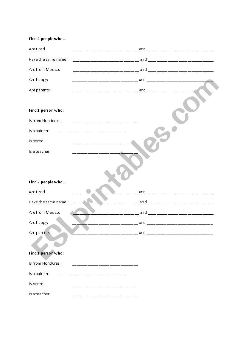 People Hunt worksheet