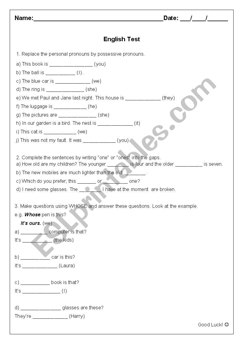 Test worksheet