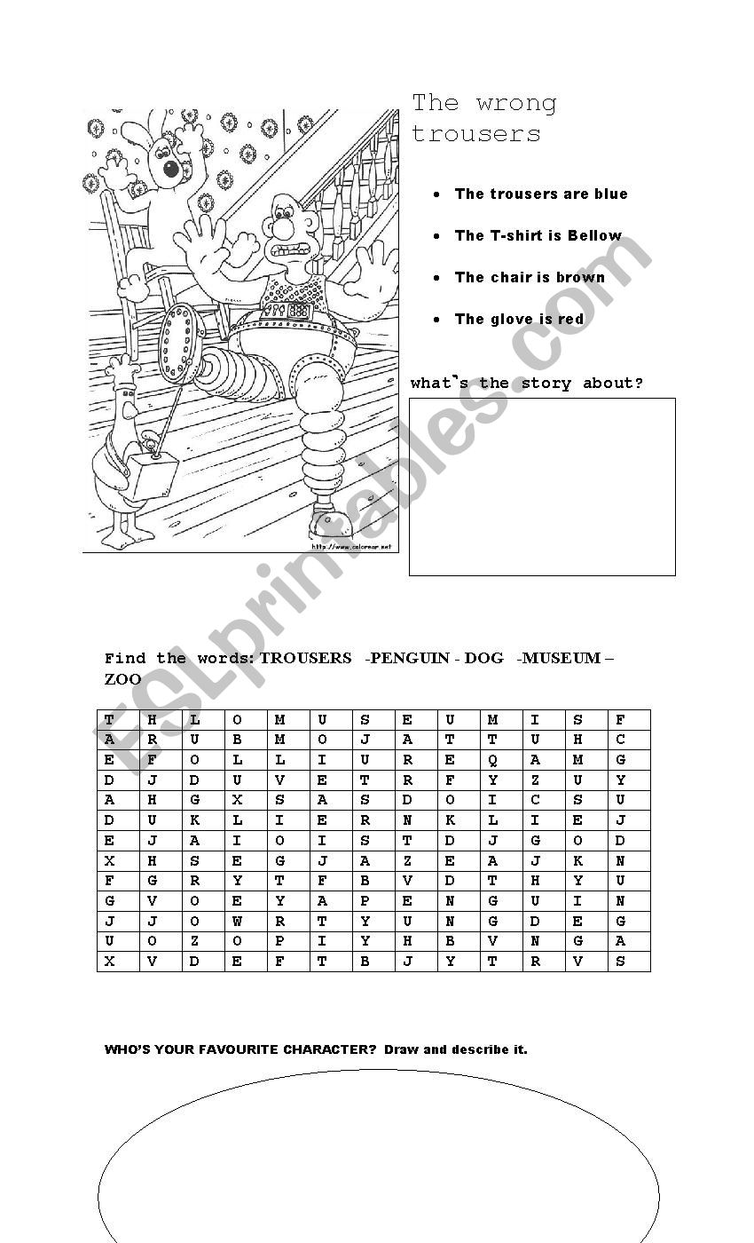 the wrong trousers  worksheet