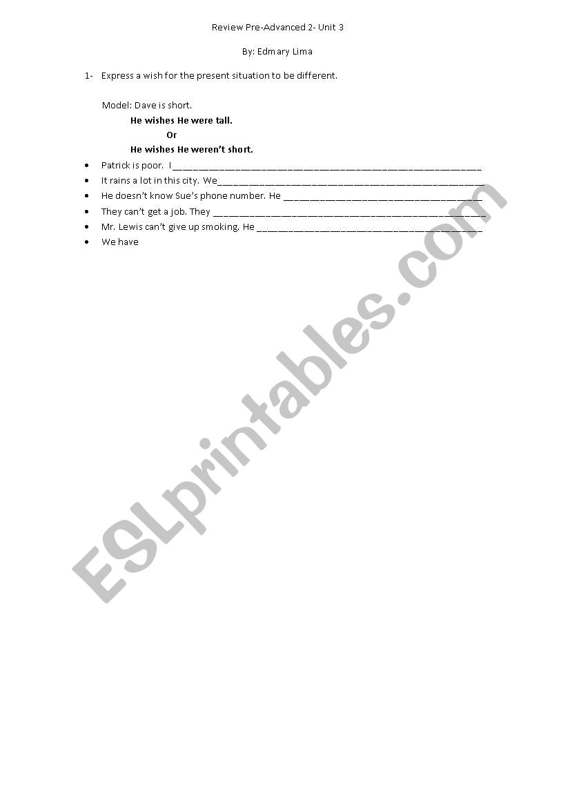 exercise on household chores worksheet