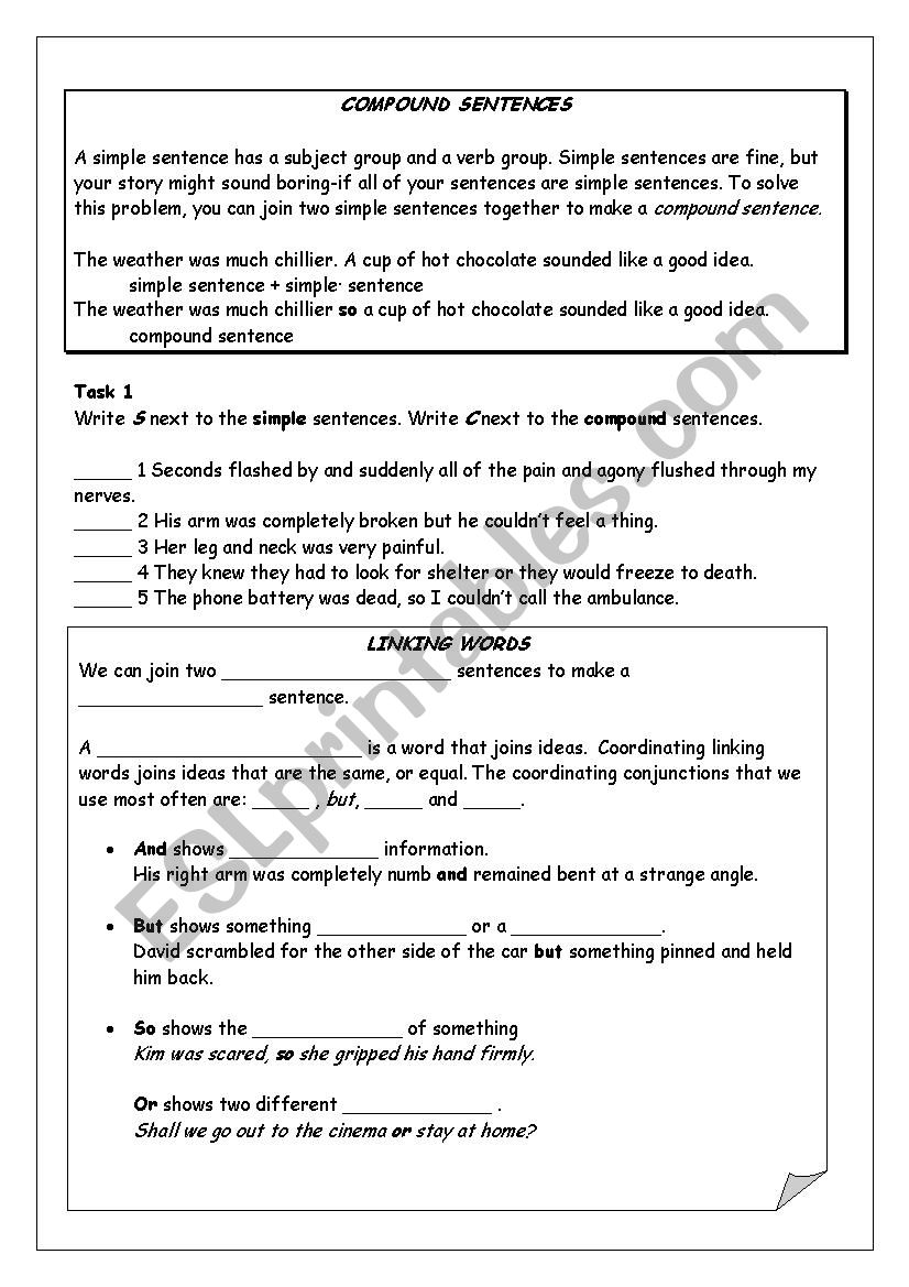 linking words worksheet