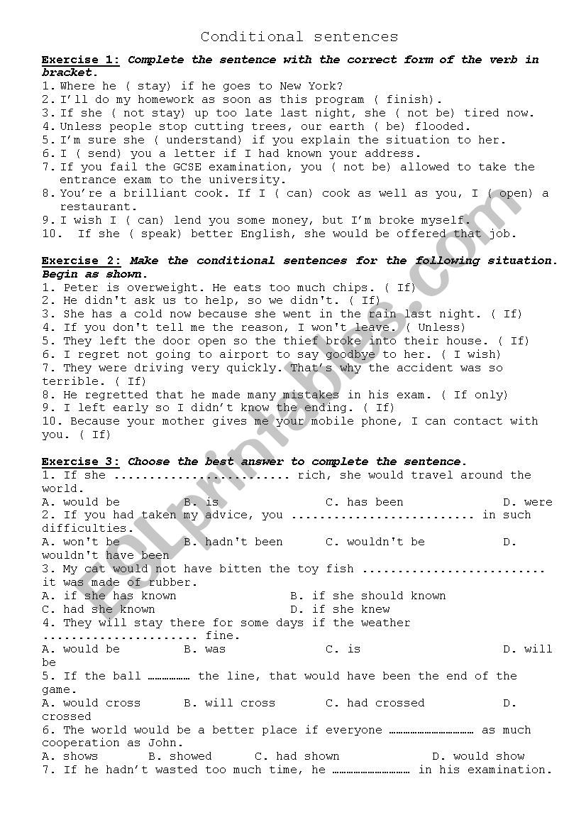 CONDITIONALS worksheet