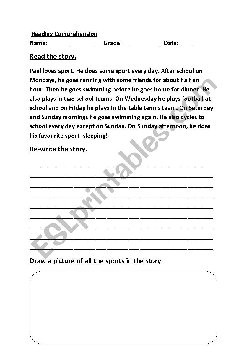 Reading Comprehension worksheet