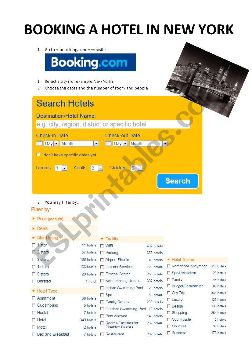 Booking a hotel in New York - comparing