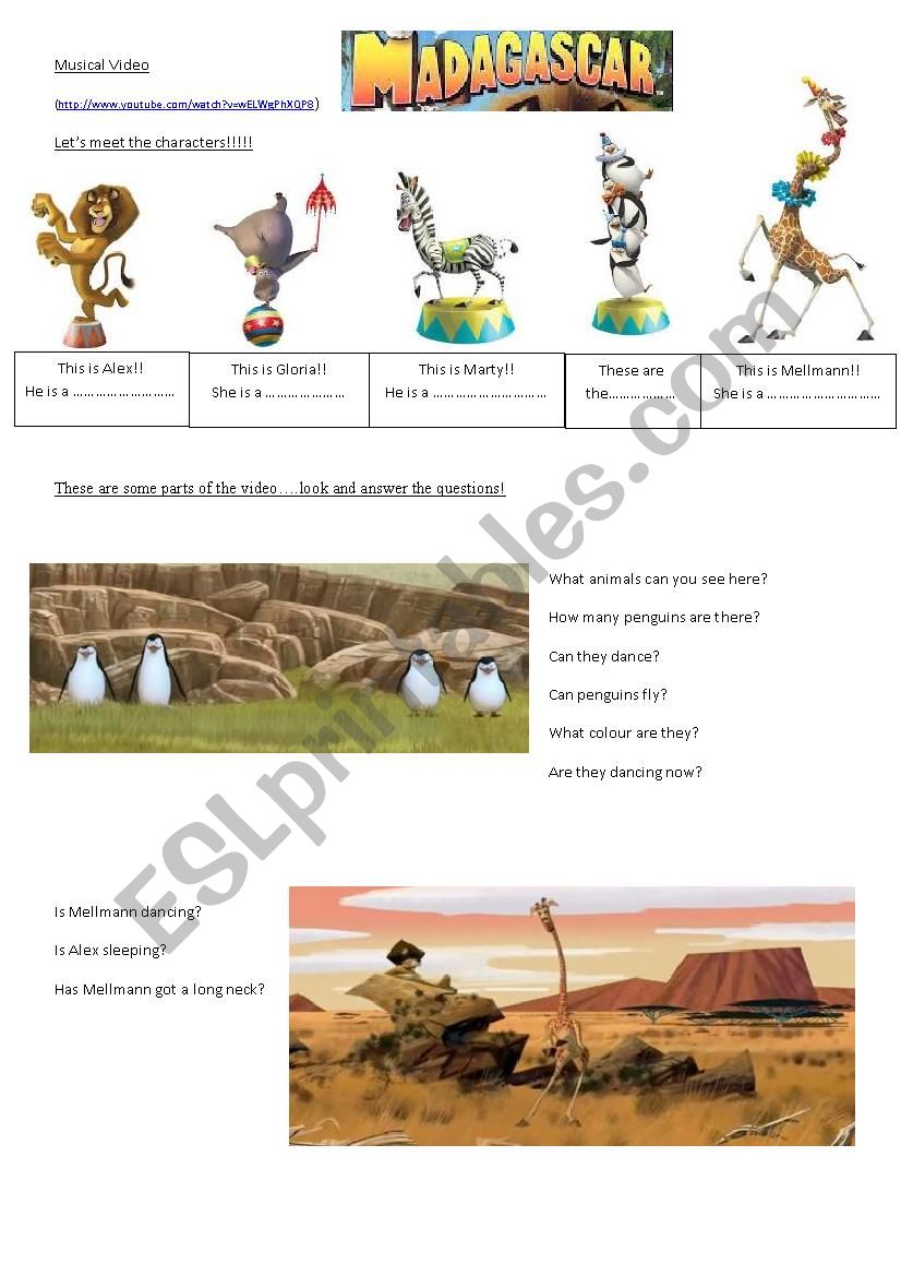 MADAGASCAR Musical Video! worksheet