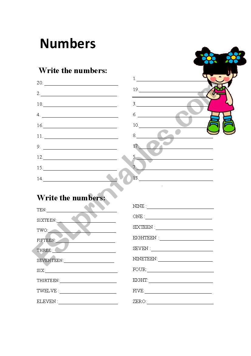 Numbers worksheet