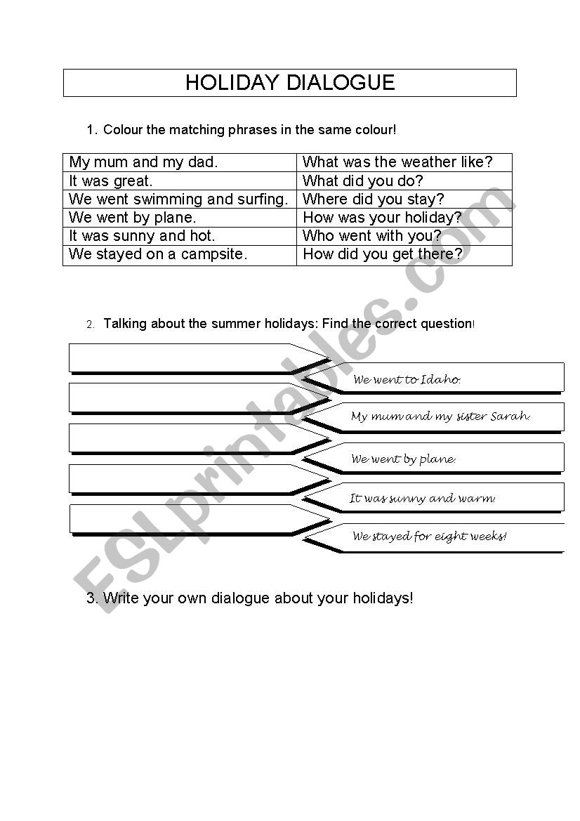 Holiday dialogues worksheet