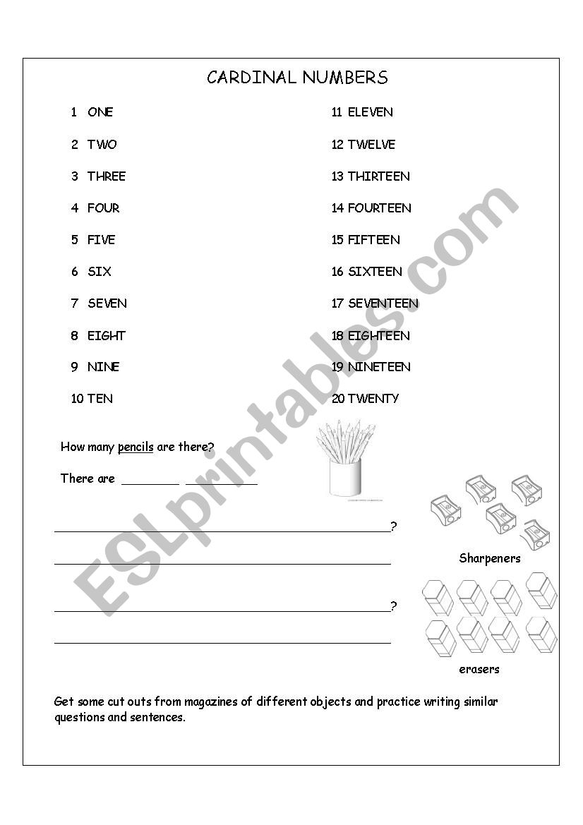 Cardinal Numbers worksheet