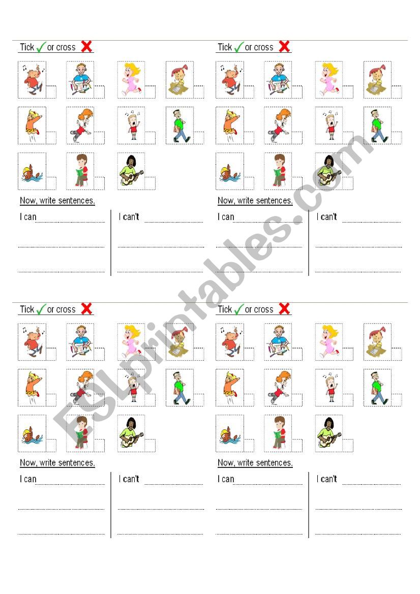 Actions, can & canÂ´t. worksheet