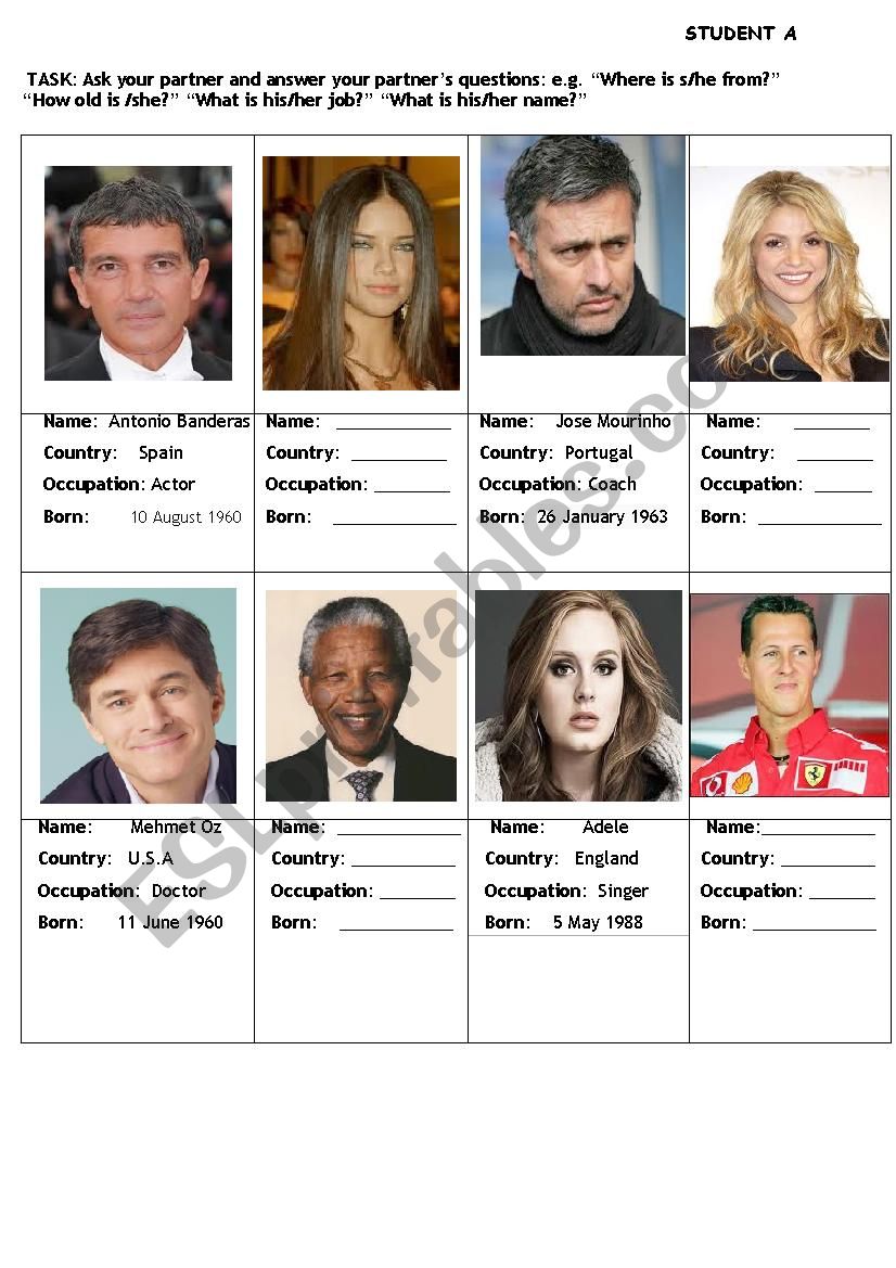 Famous Faces worksheet