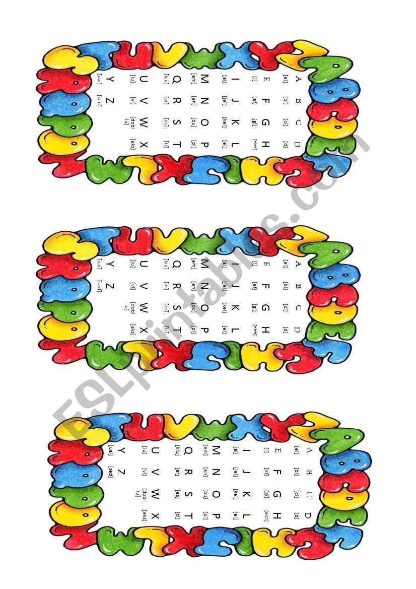 alphabet bookmark worksheet